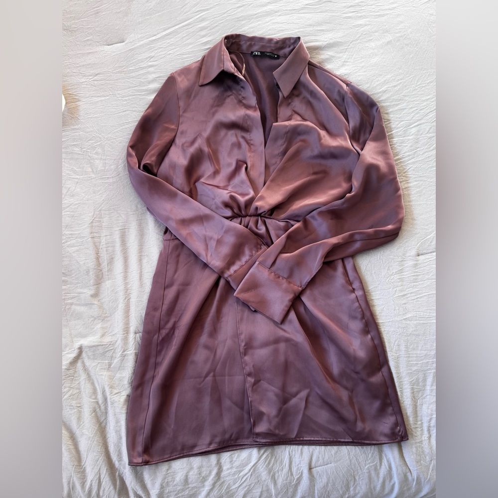 Zara Satin Blouse in Soft Purple